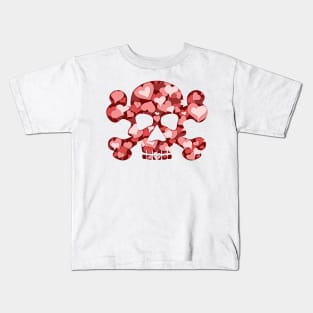 Heart filled Skull and crossbones Kids T-Shirt